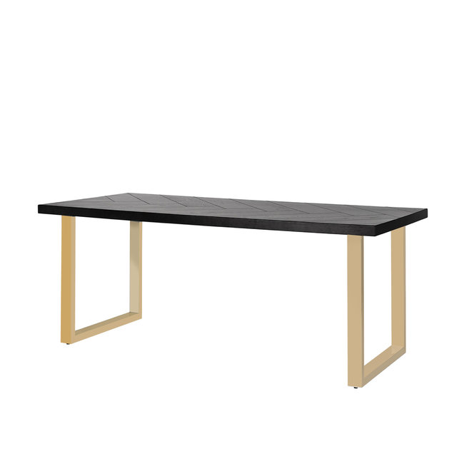 EETTAFEL TOP Nalo 180x100CM  Zwart Visgraat tafelblad - U tafelpoten goud