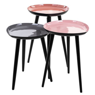 Richmond interiors BIJZETTAFEL TRINITY roze/grijs set-3 (Pink)