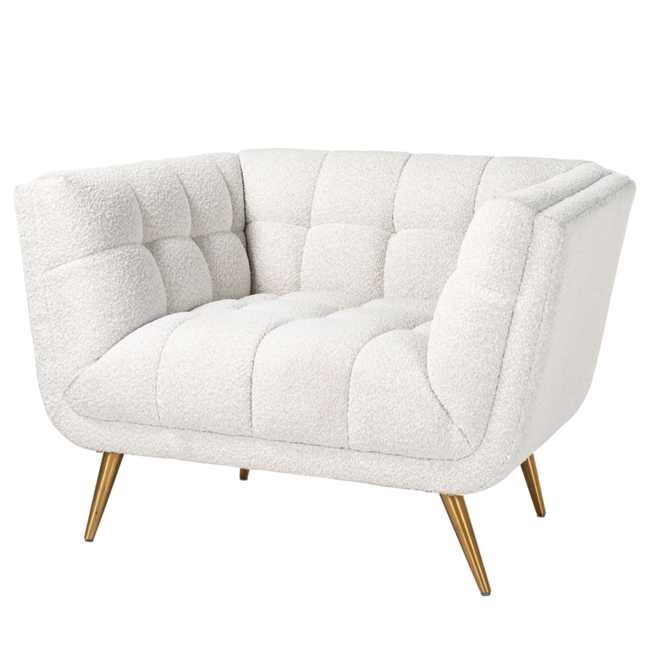 FAUTEUIL HUXLEY White Bouclé / Brushed gold (Copenhagen 900 Bouclé White