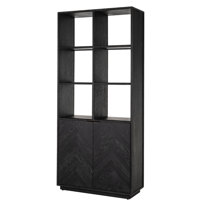 BOEKENKAST BLACKBONE Zwart riken Visgraat /  2-deuren 220X100CM