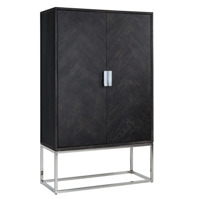 KAST BLACKBONE Silver 2-deuren laag / Zwart eiken Visgraat