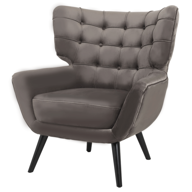 FAUTEUIL Emily Stone grijs velvet /  Gecapitonneerde rugleuning