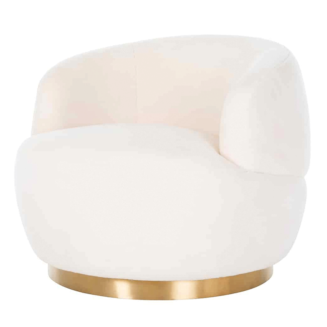 DRAAIFAUTEUIL TEDDY White teddy stof / Geborsteld Goudkleur