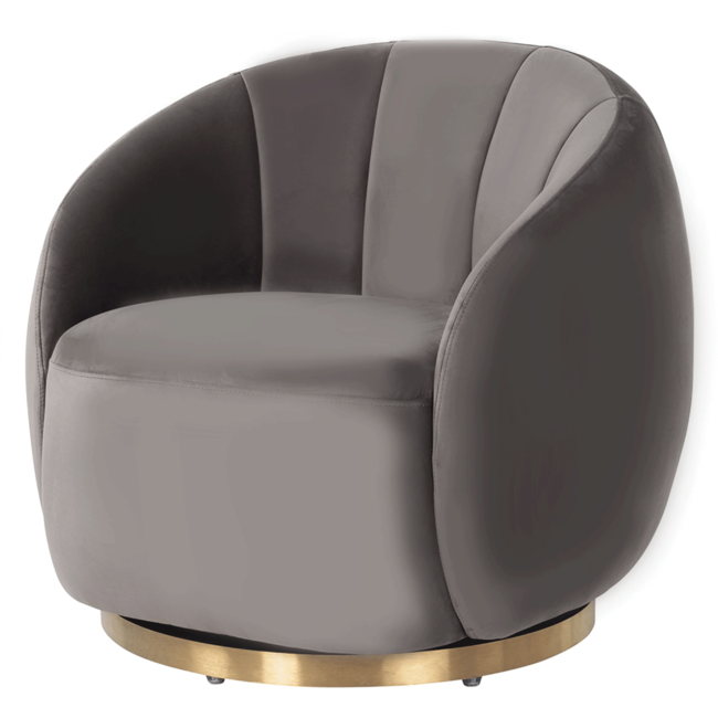 DRAAIFAUTEUIL JAGO Stone (grijs) Velvet /Geborsteld Goud