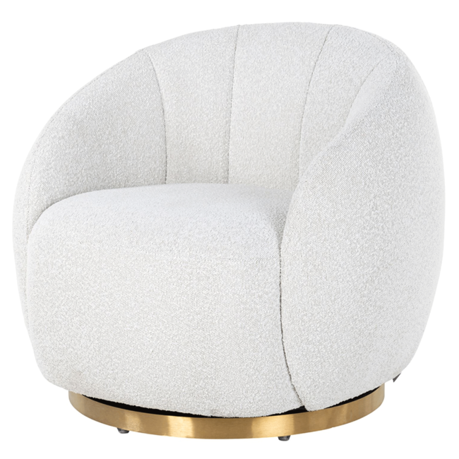 DRAAIFAUTEUIL JAGO White Bouclé /Geborsteld goud