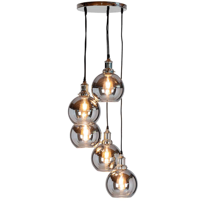 Richmond interiors HANGLAMP CAMDON Zilverkleur 5 glazen bollen