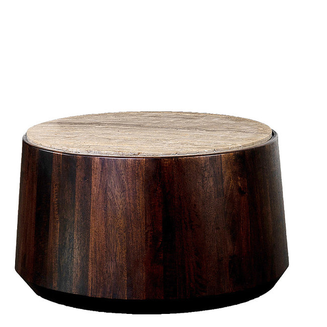 LifeStyle IOWA COFFEE TABLE Travetine Base Walnut 41X75CM