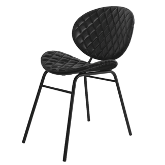 STOELEN REUS STOEL LEKNES BLACK Ruitenmotief zwart leder