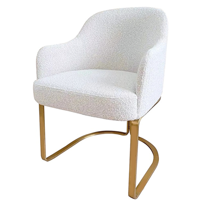 Richmond interiors STOEL HADLEY White Bouclé / brushed gold