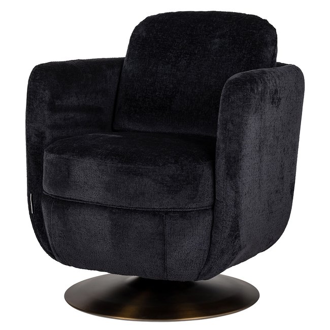 Richmond interiors DRAAIFAUTEUIL TURNER black chenille (Bergen 809 black chenille)