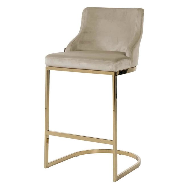 Richmond interiors BARSTOEL BOLTON khaki velvet / gold 75CM