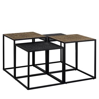 Richmond interiors SALONTAFEL ELY set van 4 (Black/gold) 80x80