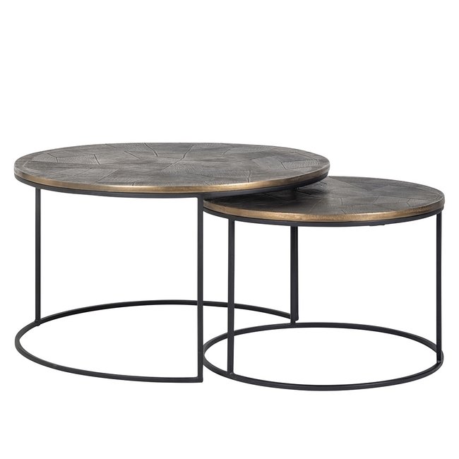 Richmond interiors SALONTAFEL TULUM set van 2 (rond)