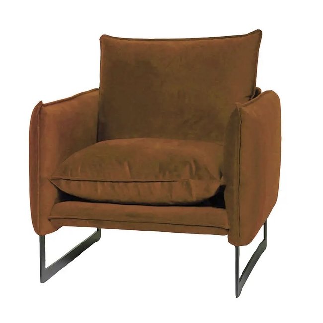 FAUTEUIL MILAN Koperkleur Seven  velvet stof