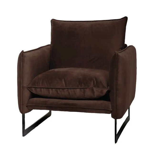 FAUTEUIL MILAN  donkerbruin Seven  velvet stof