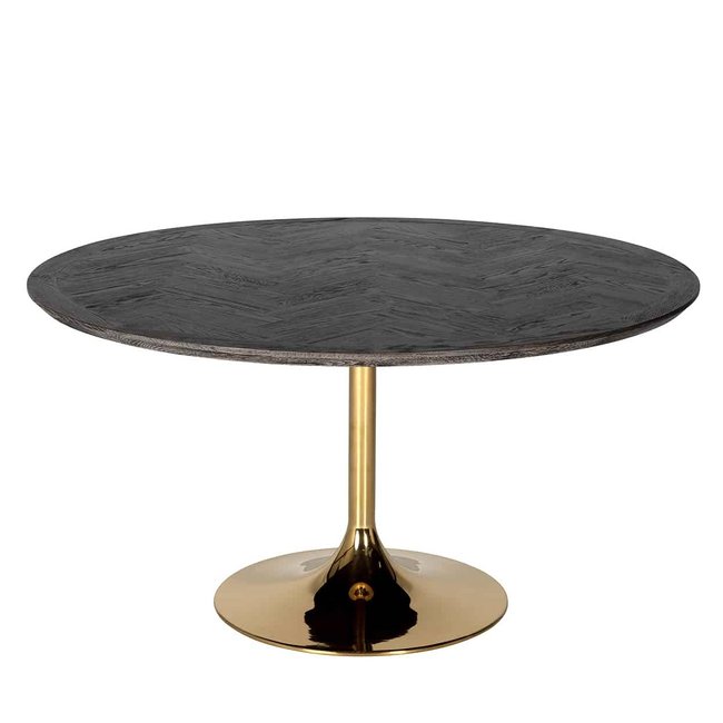 Richmond interiors EETTAFEL BLACKBONE Gold 140Ø (Black rustic)