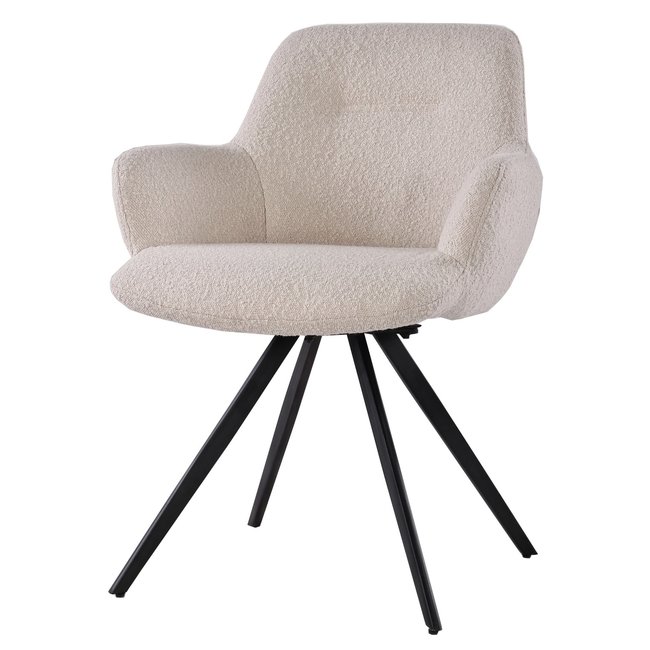 DINING CHAIR LORHA Beige zand  Bouclé stof