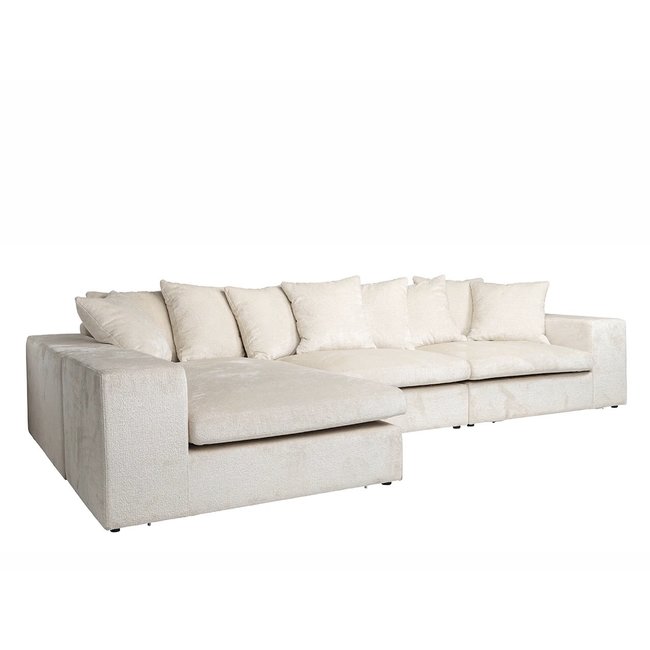 BANK ALCAZAR3-zits + lounge links/rechts white chenille (Bergen 900 white chenille)