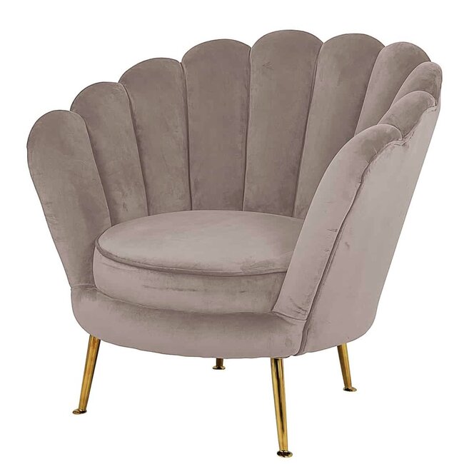 FAUTEUIL PERLA Khaki Velvet (Quartz Khaki 903) schelpvorm