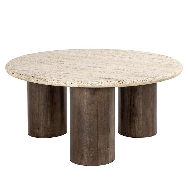 SALONTAFEL DOUGLAS Rond travertine beige blad