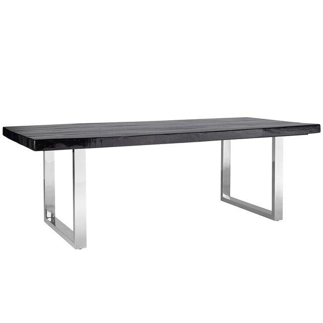 EETTAFEL GRANDIS 300 met zilveren U-poot (Black) 6059 TOP+6061 SET LEGS