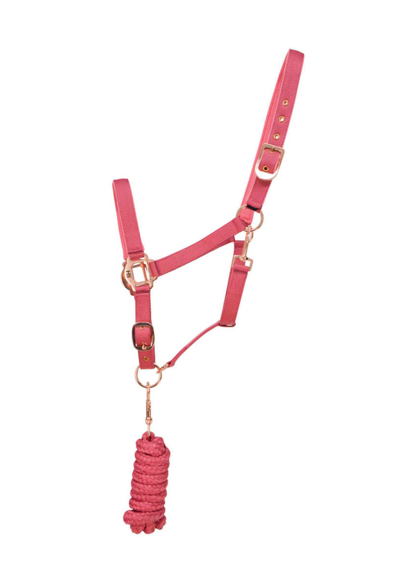 HY Equestrian Hy Rose Gold Fittings Headcollar & Lead Rope Set