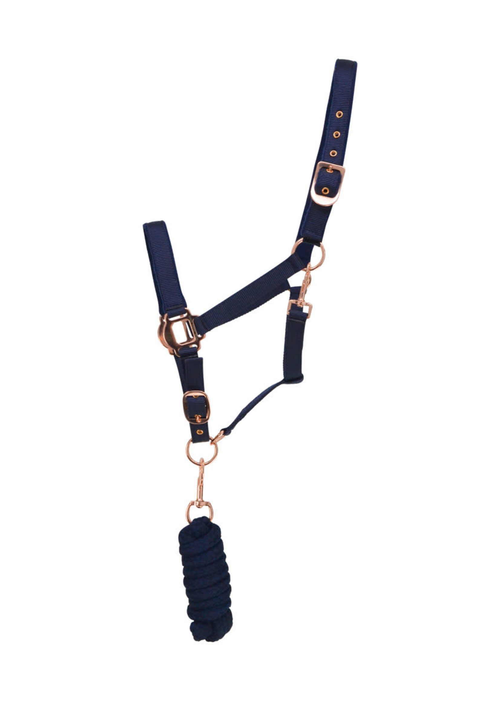 HY Equestrian Hy Rose Gold Fittings Headcollar & Lead Rope Set