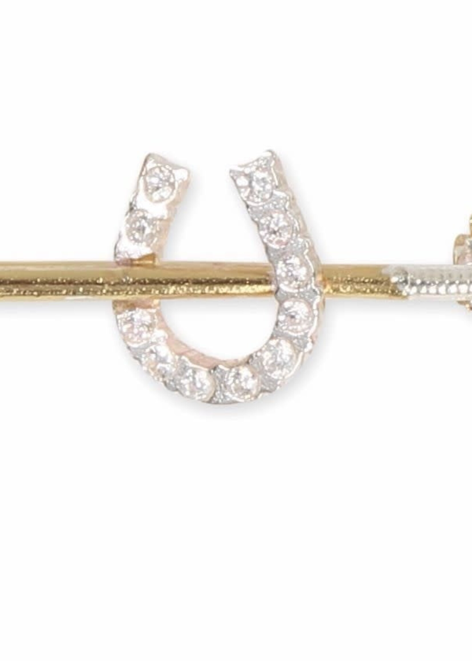 Shires Shires Stock Pin Gold/Silver Crop & Crystal Horseshoe