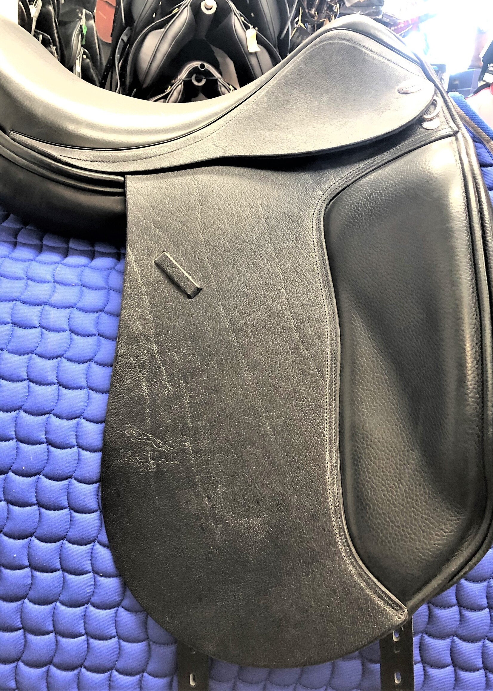 Jaguar Jaguar Deep Seat XKC Dressage Saddle  17 1/2" 25 Black Buffalo Leather with a Longer Saddle Flap & Wool Panels Ex Demo