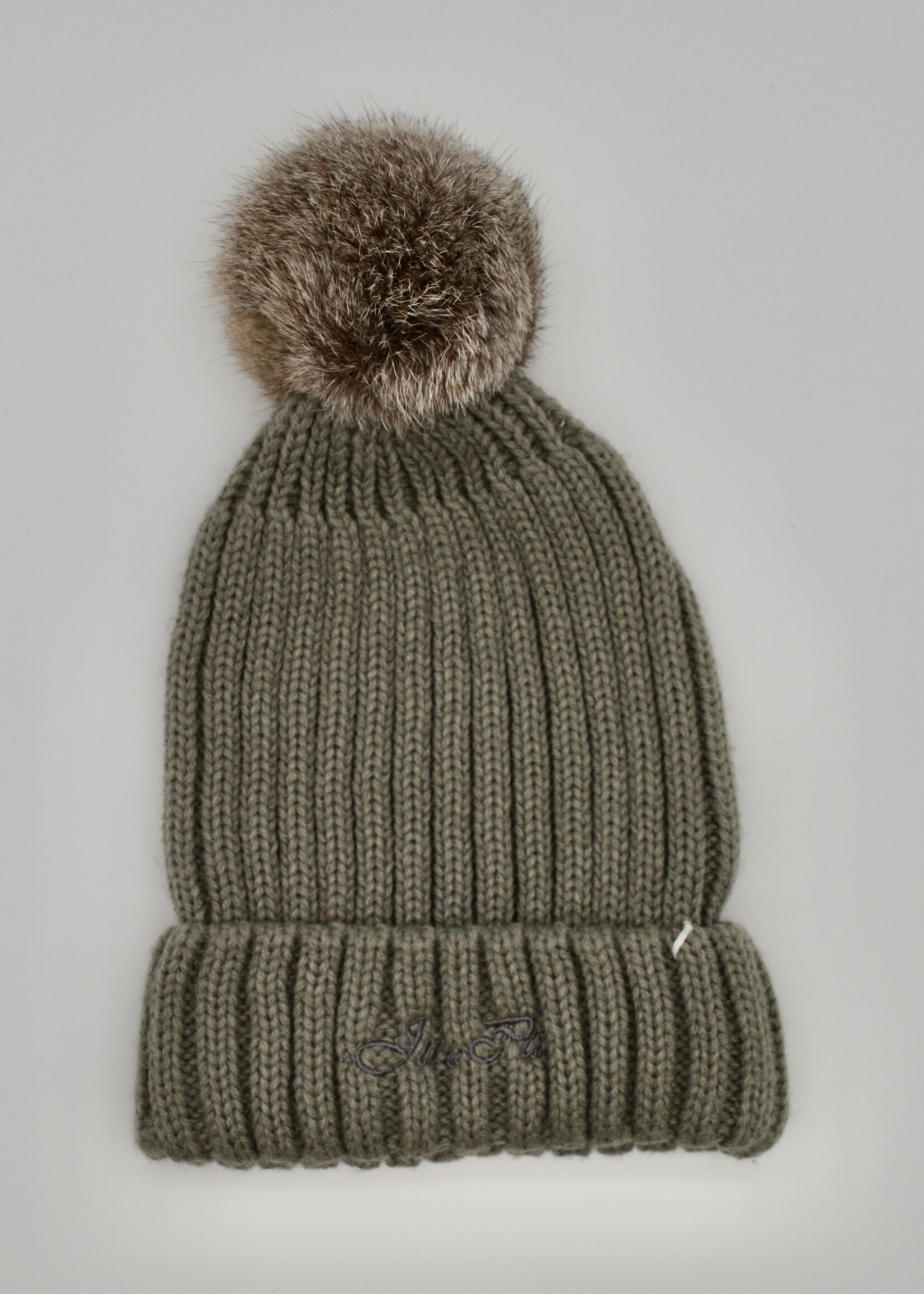 Ju Et Pa Ju Et Pa Knit Hat with Small Fur Pom Pom