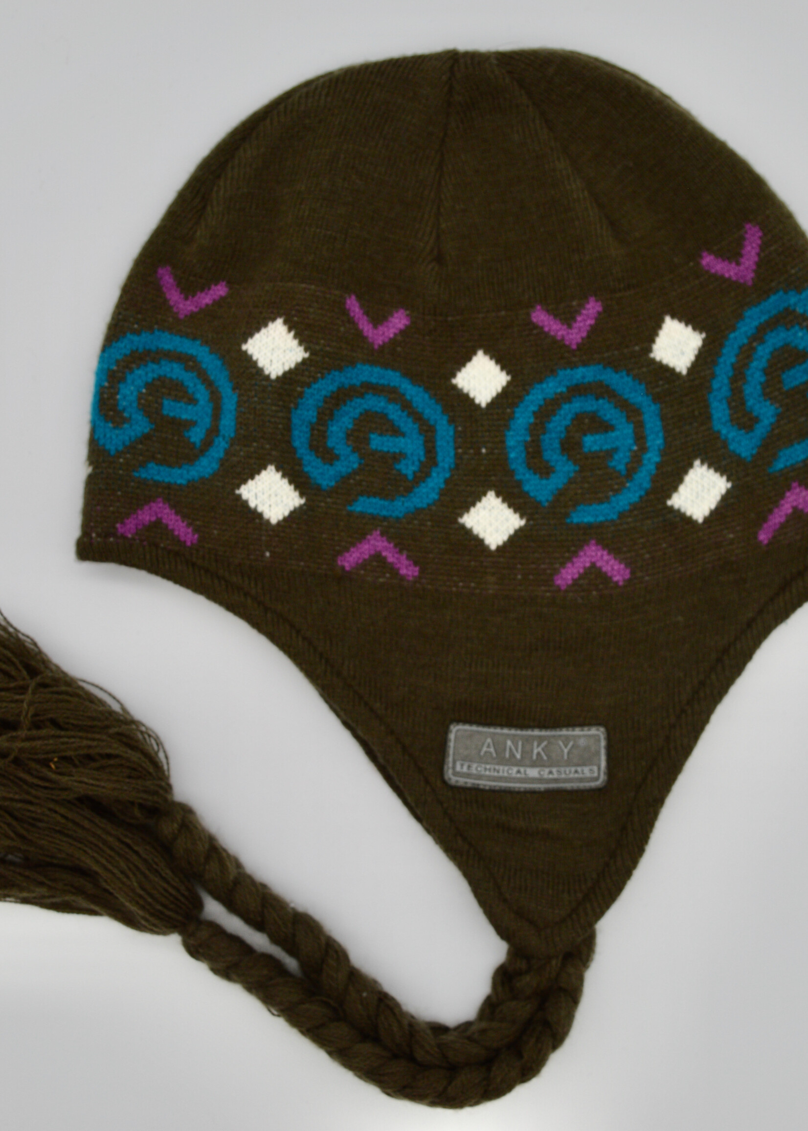 Anky Anky Knitted Hat with Ear Flaps and Plaits Brown One Size