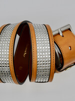 Otto Schumacher Otto Schumacher Belt 5 Rows of Square Swarovski Crystals Tan/Clear 85cm