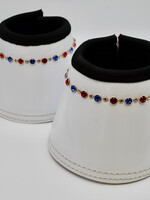 Judi Judi Odessa Bell Boots Full Size White with Red/White/Blue Swarovski Crystals