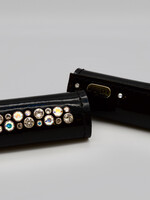 Judi Judi Odessa Double Stirrup Sleeves Patent Black with AB Swarovski Crystals Pair