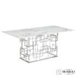 Eettafel Bade Wit Marmer Zilver