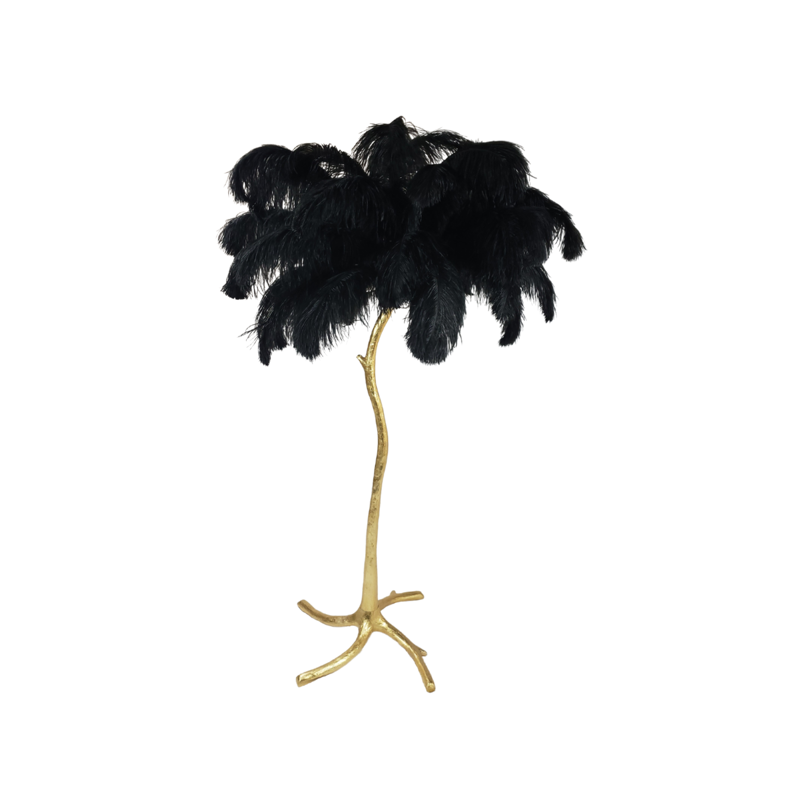 Vloerlamp Palmboom met veren  100x60 Zwart / Goud