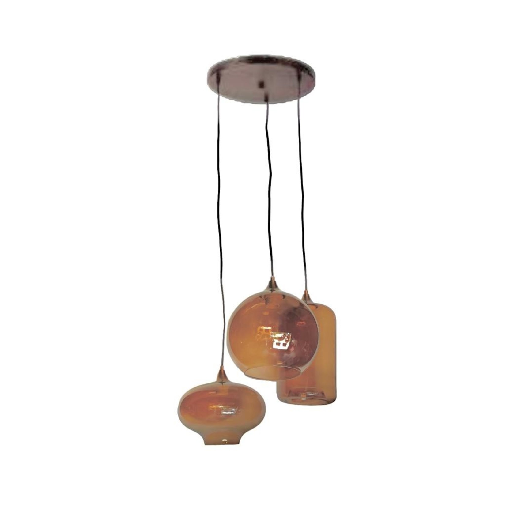 Hanglamp Bruin Smokig Glass 3 lichts