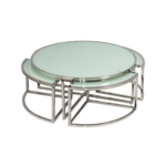 Salontafel Daisy Zilver/ Wit Glas