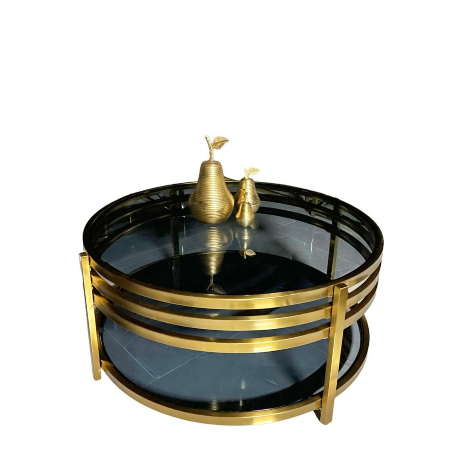 Salontafel Molly Goud / Smoke glas - Ø 100 cm