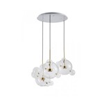 Design hanglamp Rotan met transparante glazen bollen
