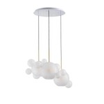 Design hanglamp Rotan met opaal glazen bollen