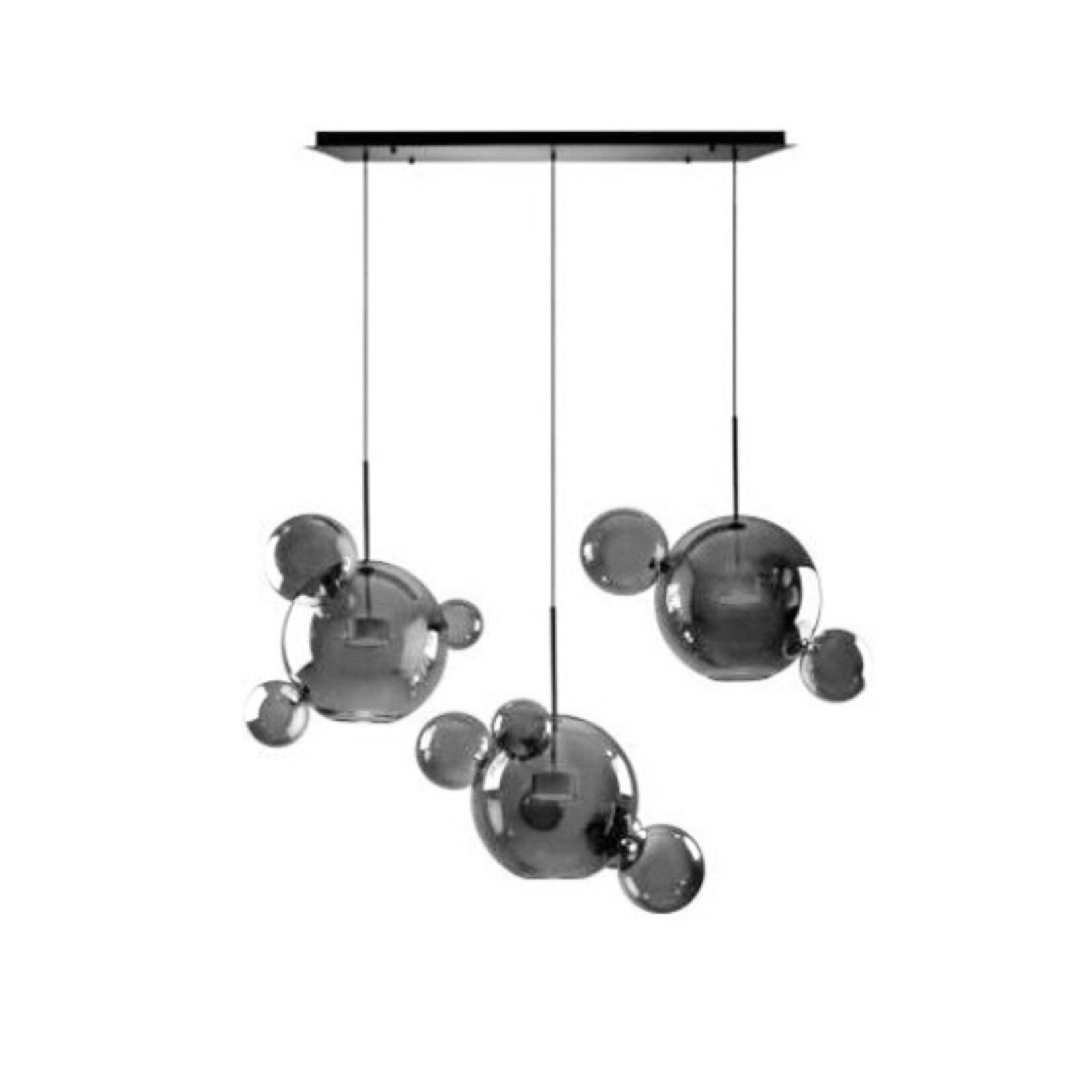 Design hanglamp Rotan met smoke glazen bollen