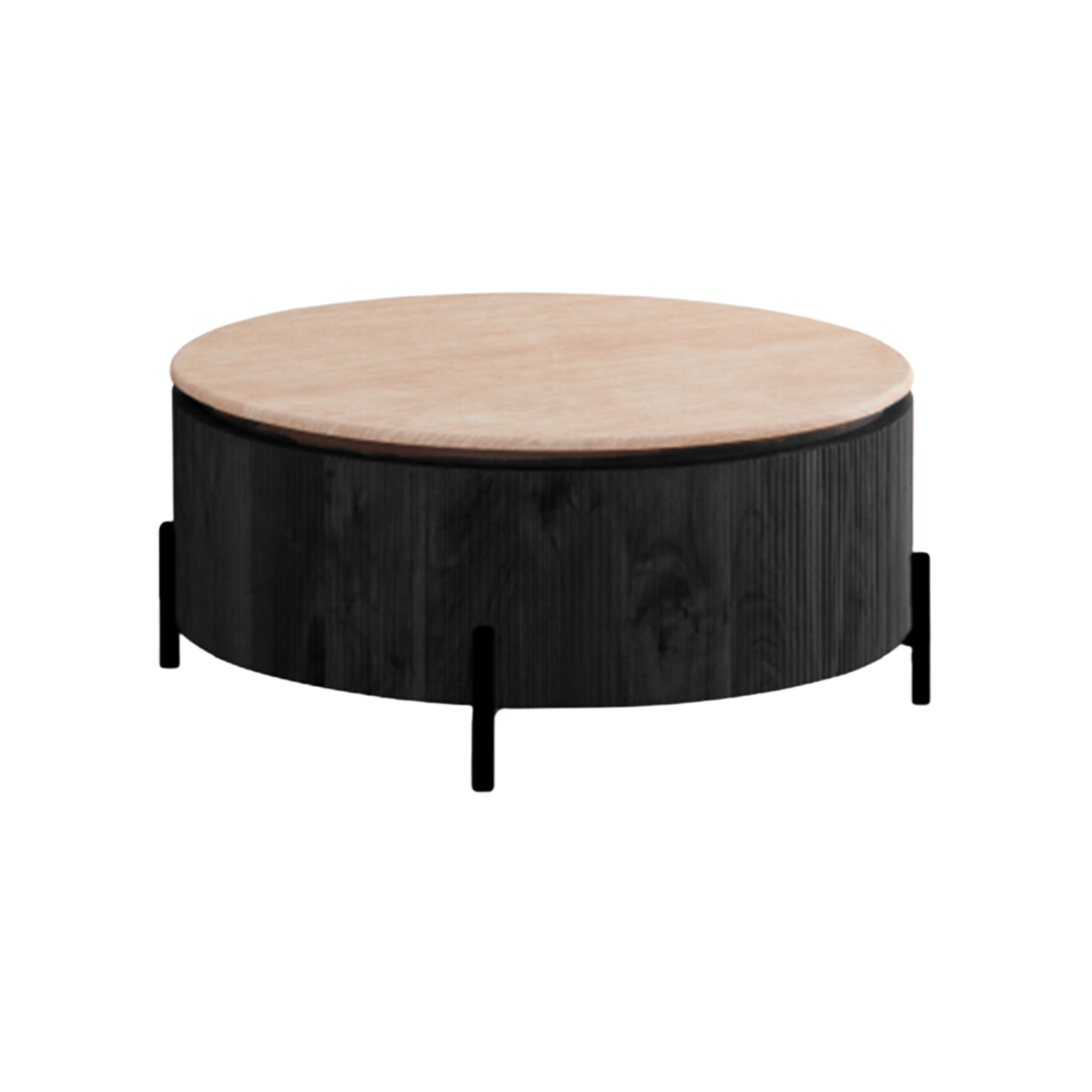 Salontafel Kimberly zwart 100 Ø  flintstone marmer