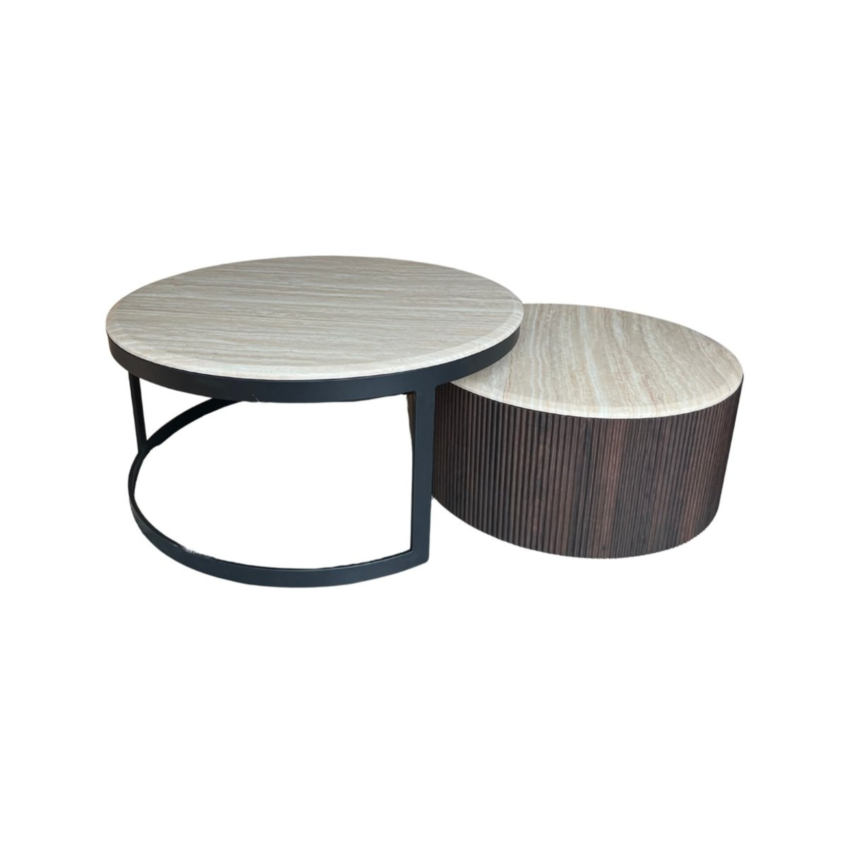 Salontafel Fox zwart set van 2  flintstone marmer