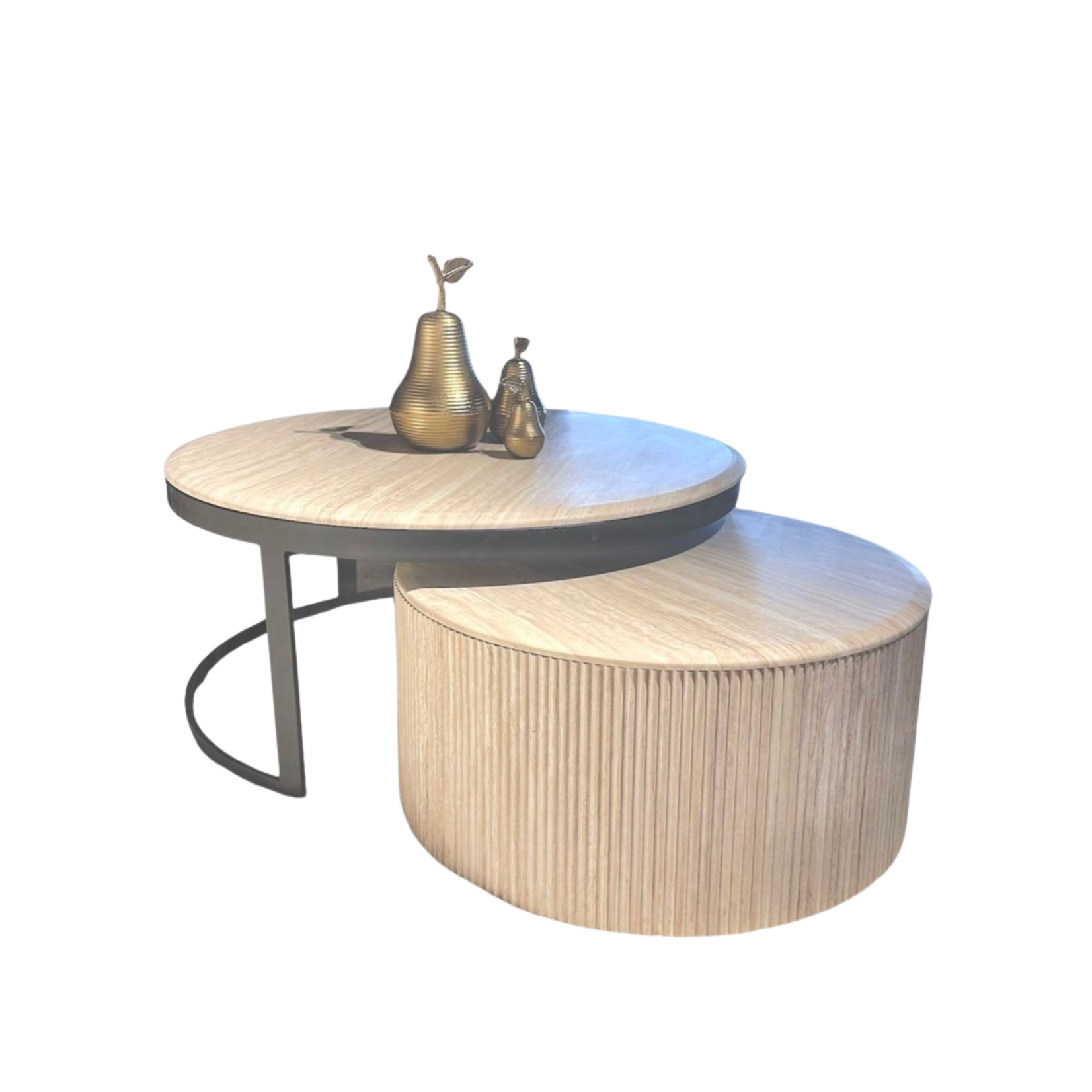 Salontafel Fox zwart set van 2  flintstone marmer