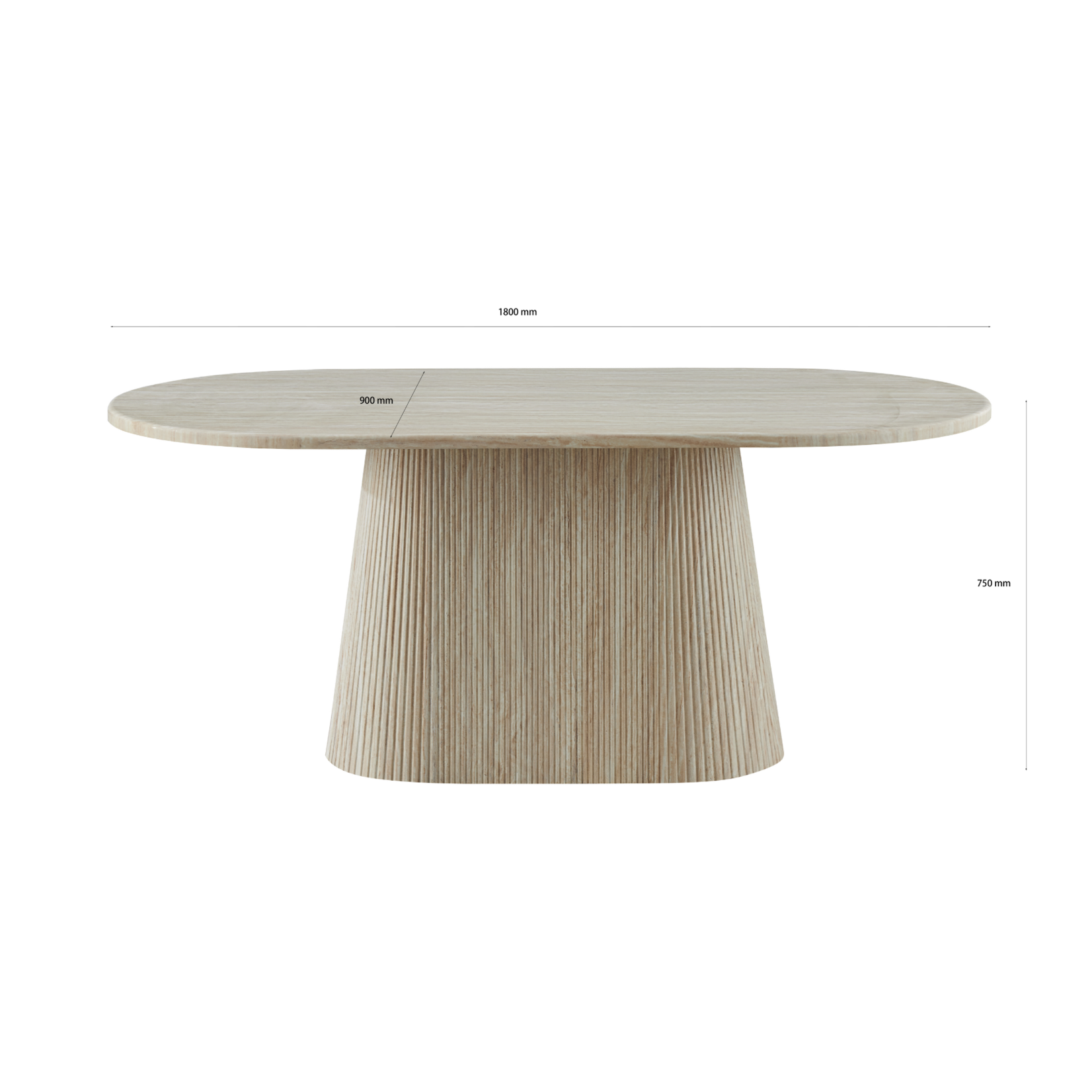 Eettafel Kimberly oval 180X90X75 flintstone marmer
