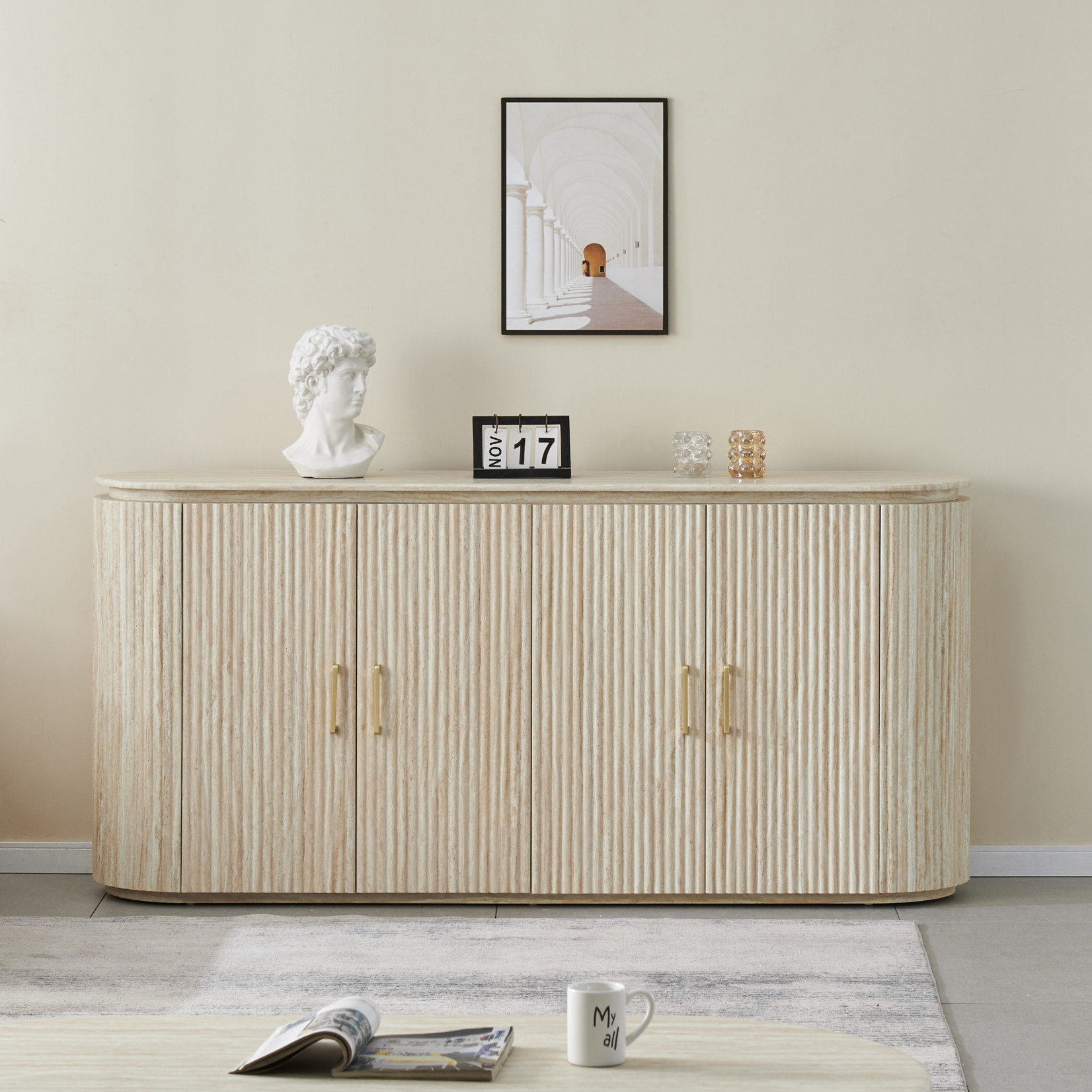 Dressoir Kimberly 180X40X85 flintstone marmer