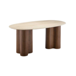 Eettafel Oslo  Bruin oval 180X90X75 flintstone marmer