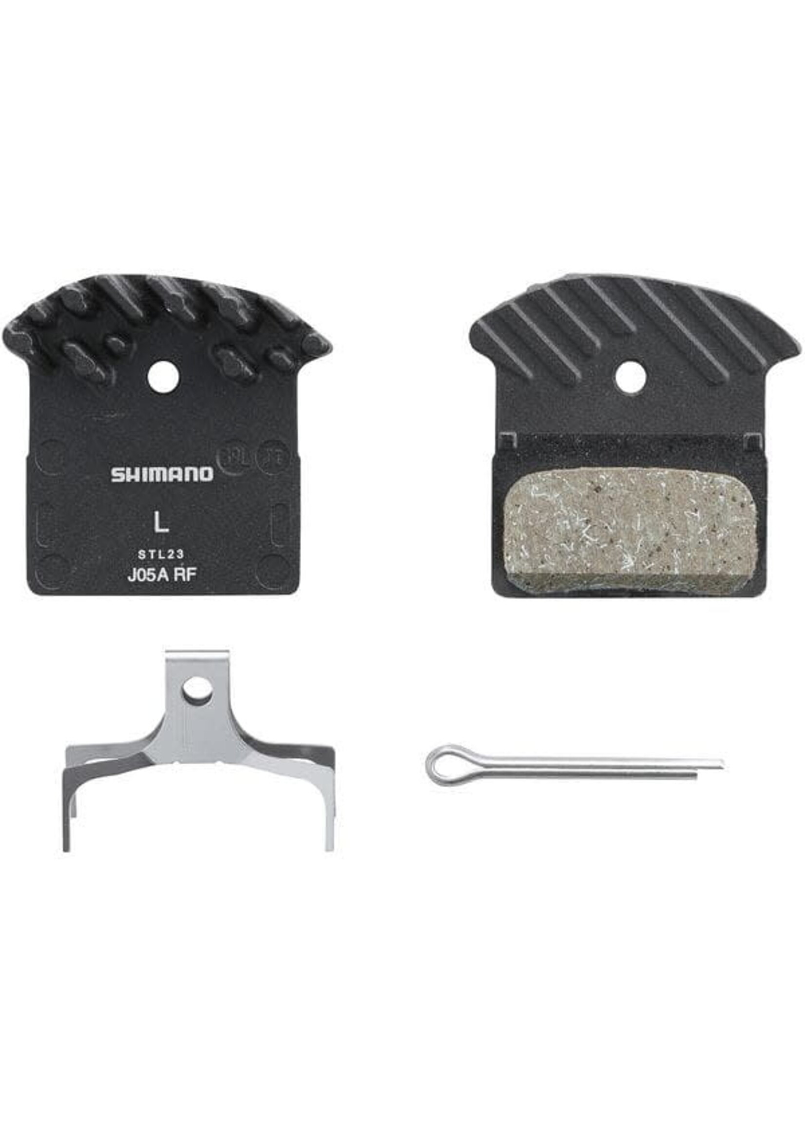 Shimano J05A-RF disc pads and spring, alloy back with cooling fins, resin