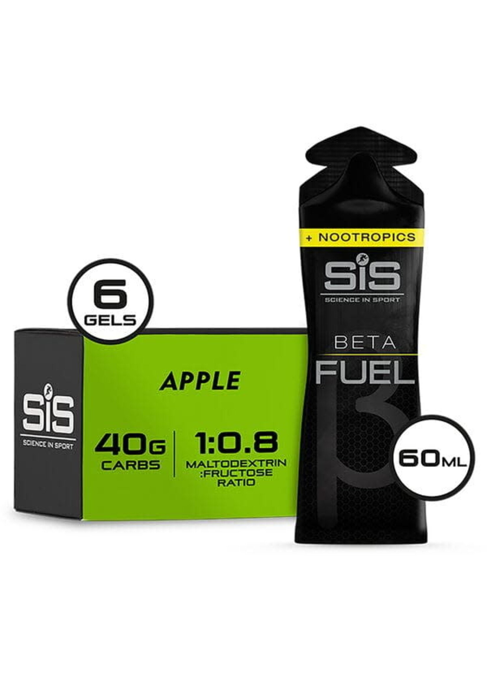sis SIS Beta Fuel Energy Gel +Nootropics - box of 6 gels - apple